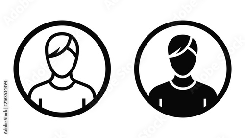 Man with side part hairstyle avatar icon set in circular frame for modern digital interfaces