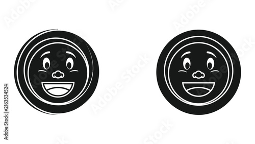 Happy face avatar icon in circular frame for social media and web user profiles