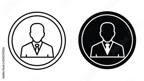 Professional businessman avatar icon in circle frame for corporate profile interface