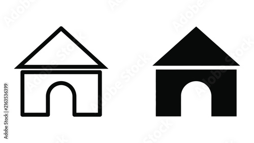House icon set in outline and solid style for real estate and home navigation interface design
