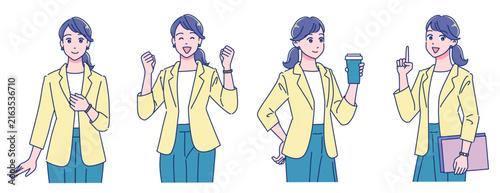 若い女性会社員の立ち絵セット