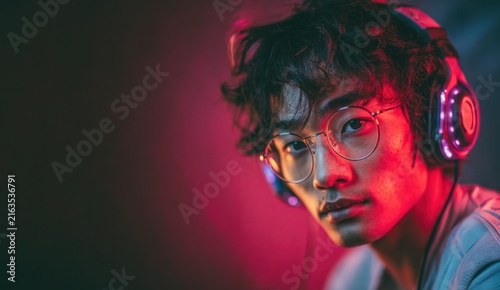 Fototapeta ヘッドフォンをつけた男性
