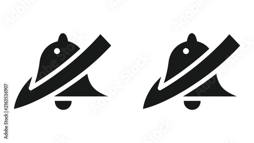 Notification bell muted icon set isolated on white background as clean flat vector design symbols