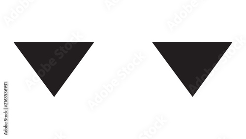 Downward pointing triangle icon set in solid black silhouette style for UI design and navigation