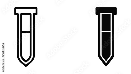 Test tube icon vector illustration in outline and solid black filled styles for science and lab themes