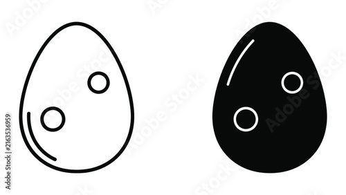 Egg icon with circular patterns vector illustration in outline and solid black filled styles for graphics