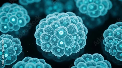 Cell Microbiology Biology Blue Cluster Molecule Medical Science Personalized Medicine AI Biotechnology Cellular Research