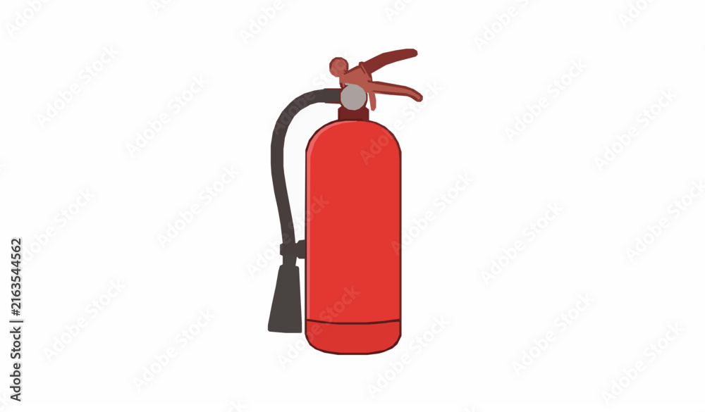Obraz premium Simple illustration of a red fire extinguisher isolated on a plain white background