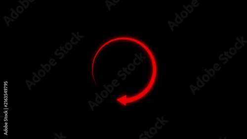 Animated white circular arrow icon on a black background, representing refresh, reload, or cycle function.Motion graphics .4k