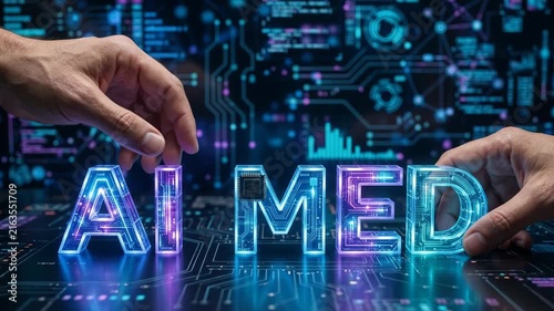 Personalized Medicine Ai Hand Digital Interface Letter Circuit Hologram Technology For Futuristic Healthcare Innovation Data Concept