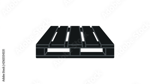 Black wooden shipping pallet isolated on white background industrial object.