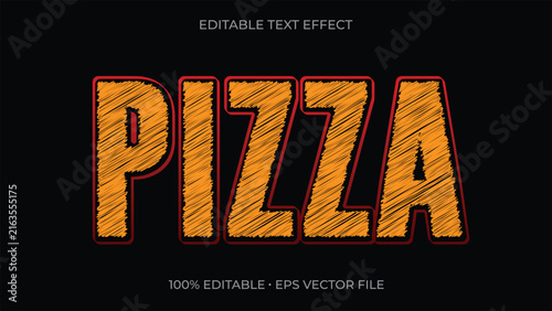 Pizza Editable Text Effect. Chalk Sketch Restaurant Text Style