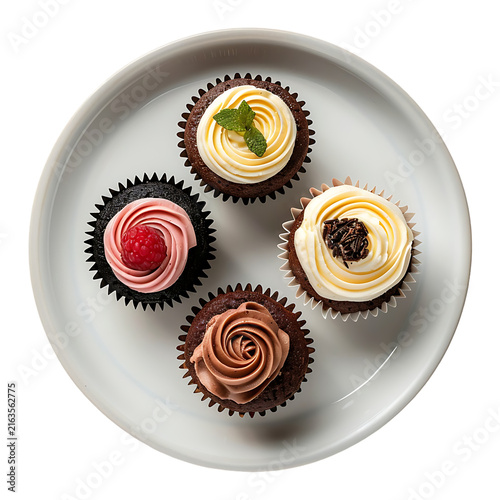 Piped frosting gourmet cupcakes layout