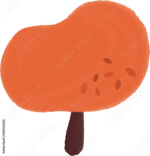 Hand drawn autumn tree illustration set in red orange and yellow