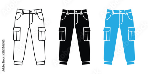 Quadro su tela Cargo Pants Icon Set – Utility Trousers with Multiple Pockets, Workwear and Outd