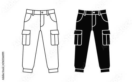 Quadro su tela Cargo Pants Icon Set – Utility Trousers with Multiple Pockets, Workwear and Outd