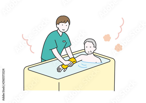 高齢者の入浴介助のイメージイラスト