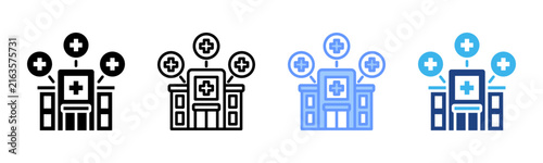 Hospital Network icon set multiple style collection