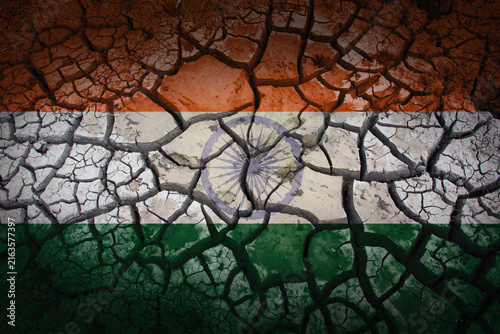 Indian Flag on Cracked Dry Earth Concept
