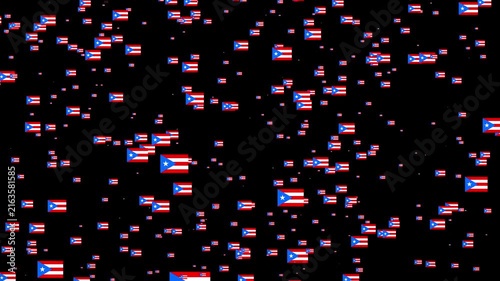 A shower of Puerto Rico national flags, Alpha Channel