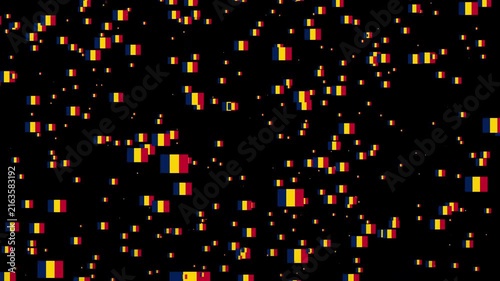 A shower of Romania national flags, Alpha Channel