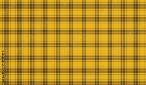Yellow and brown tartan plaid fabric pattern texture background with background