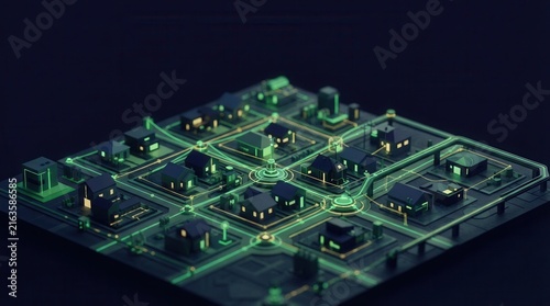 Smart grid illuminates miniature houses digitally