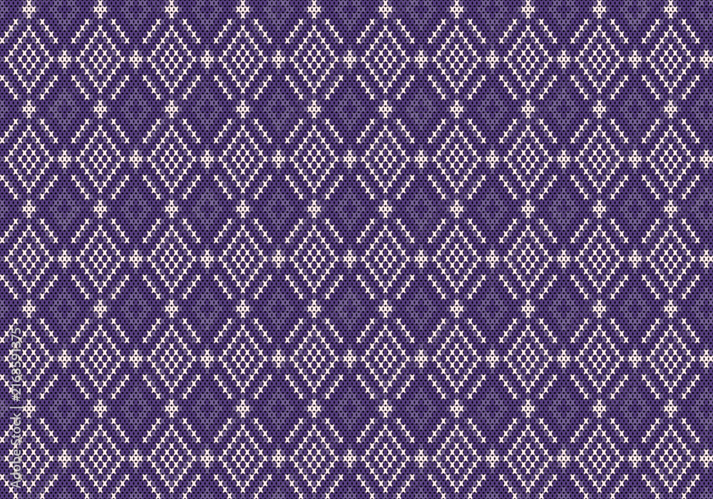 Fototapeta premium Knitting seamless patterns. Geometric knitted yarn pattern design for wrapping. Colorful cotton textile and silk pattern for background, wallpaper. Asia knit fabric pattern for decoration.
