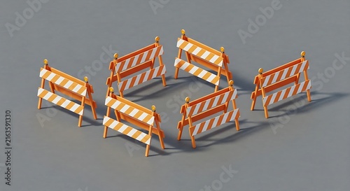 Orange and White Construction Barriers Arranged in Circle