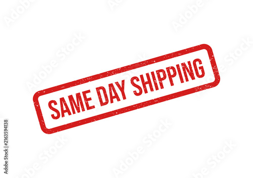 Same day shipping red stamp vector isolated on transparent background