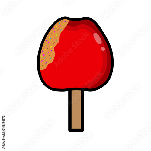 Red candy apple popsicle with sprinkles. 