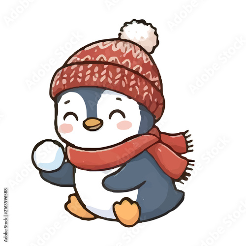 Christmas Tree with Snowman Winter Wonderland Cartoon Illustration for Holiday Celebration, Christmas Greeting Card, New Year, Gift, Seasonal Decoration and Festive Winter Design