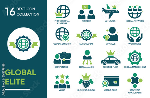 Professional Expert Business Icon Set Collection for Leadership, Consulting and Corporate Management