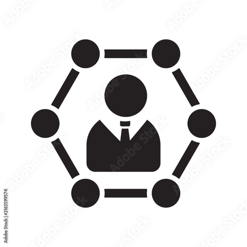 Business Network Connection Icon Vector – Leadership, Team Collaboration & Professional Communication Symbol