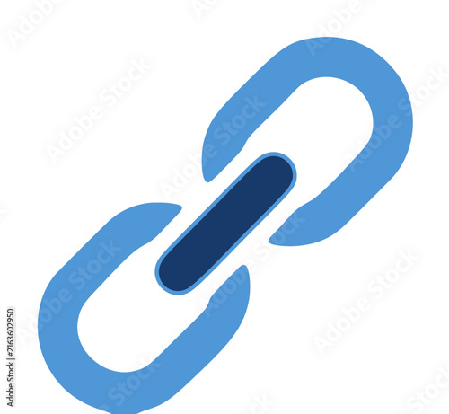 Modern stylized blue chain link icon with transparent background