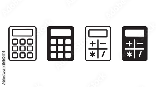 Calculator icon set for business finance and accounting apps.