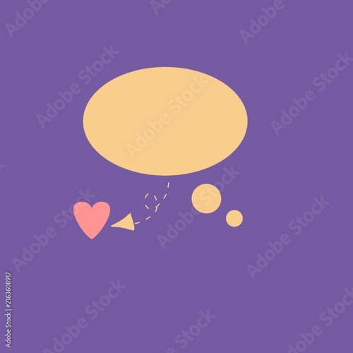 Canvastavla Cute romantic thought bubble illustration with heart and arrow