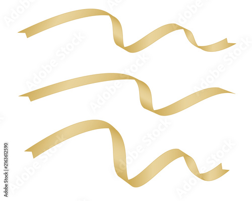 Long gold waving ribbons set