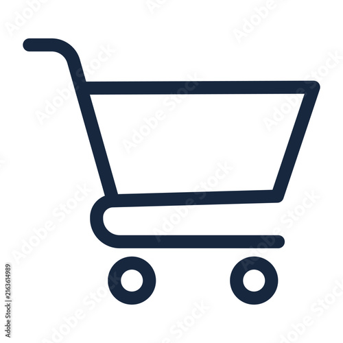 Empty supermarket metal wire shopping cart trolley icon flat vector illustration