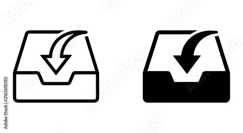 Download Icon Set, Inbox Symbol, Upload Arrow, Data Transfer Vector Graphics