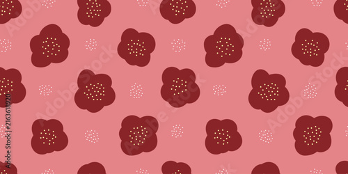 梅の花と水玉の繰り返し模様