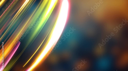 3D Render A dynamic and vibrant scene of luminous, streaky light trails spiraling into view, showcasing movement and energy in colorful