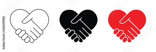 Foto Handshake Heart Icon Set – Partnership and Cooperation Symbol Vector