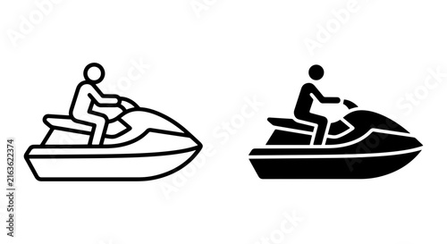 Quadro su tela Jet Ski Icon Set, Personal Watercraft Vector Graphics, Water Sports Silhouette C