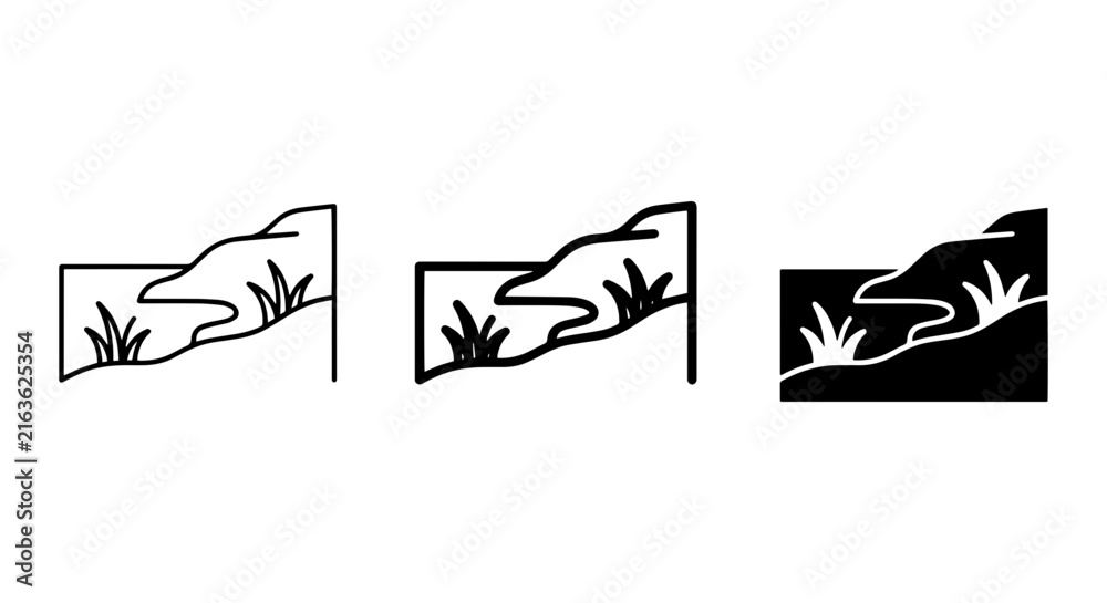 Fototapeta premium Minimalist Landscape Icons, Nature Scene Graphics, Outdoor Environment Symbols