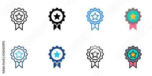 Achievement icons set multiple style collection. Editable stroke 