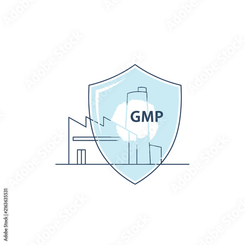 Illustrated shield emblem with evoking trust industry compliance clean upward trending growth chart minimalist line art style