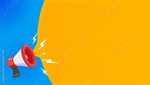 Banner with megaphone realistic style