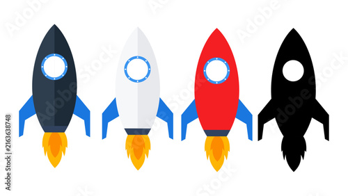 Rocket icon illustration full color