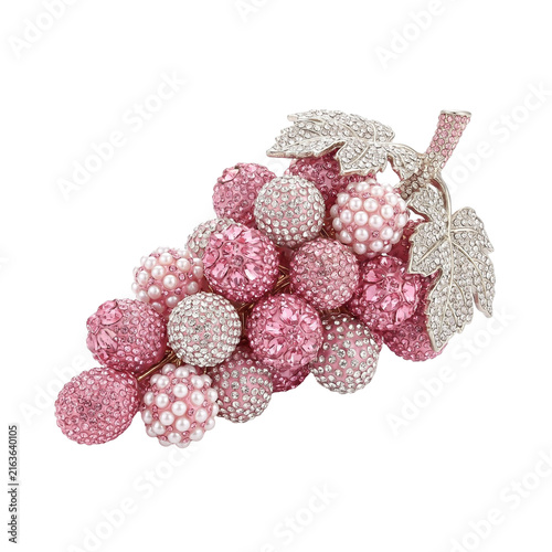 Bedazzled Pink Rhinestone Grape Cluster PNG Isolated on Transparent Background for Glamorous Jewelry, Fashion and Decorative Designs
